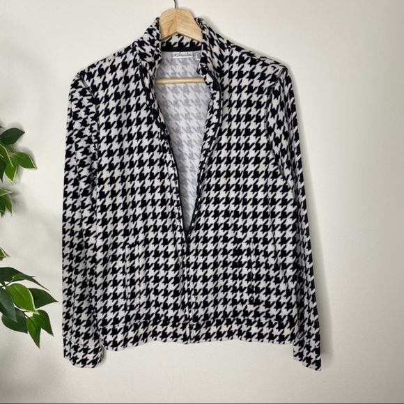 Kim Rogers houndstooth turtle neck jacket sweater - Picture 9 of 10